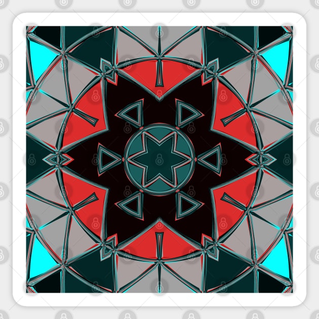 Cartoon Mandala Blue Red and Black Sticker by WormholeOrbital